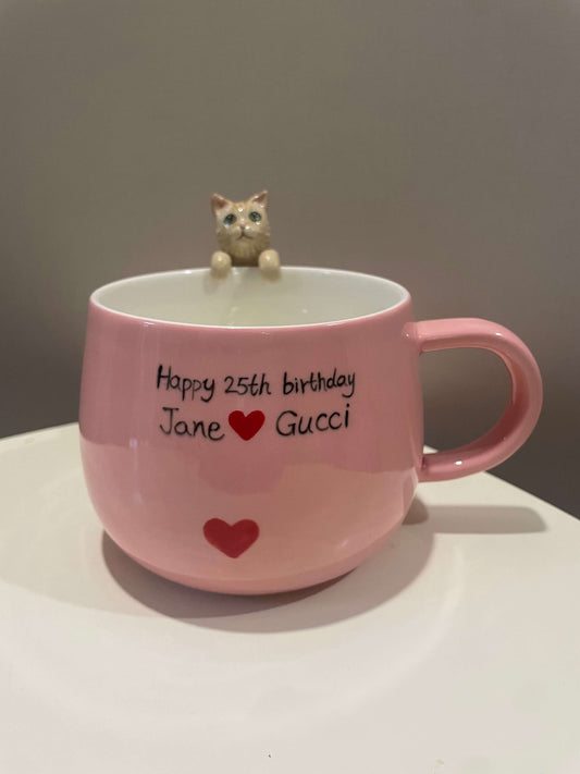 Handmade Custom Pink Pet Mug