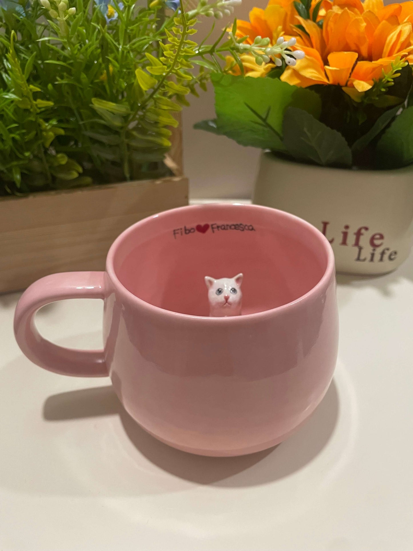 Handmade Custom Pink Pet Mug