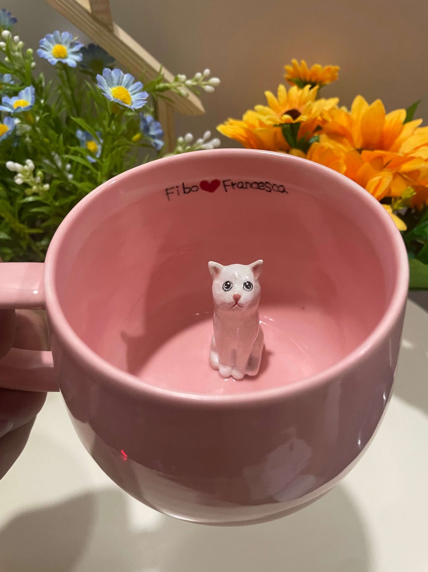 Handmade Custom Pink Pet Mug