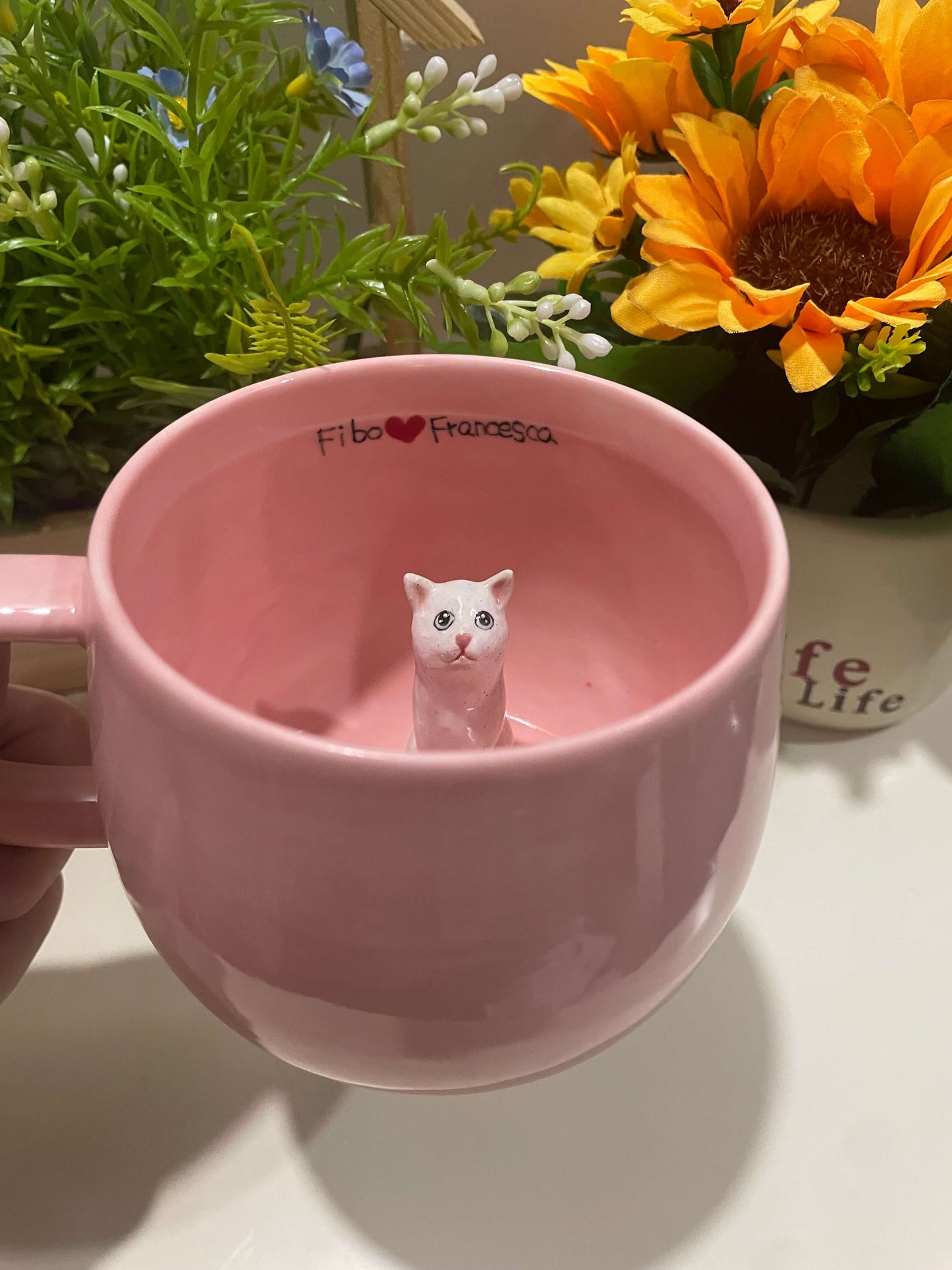 Handmade Custom Pink Pet Mug