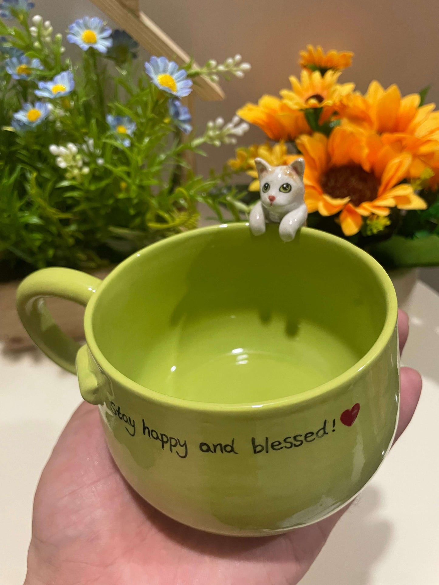 Handmade Custom Green Pet Mug